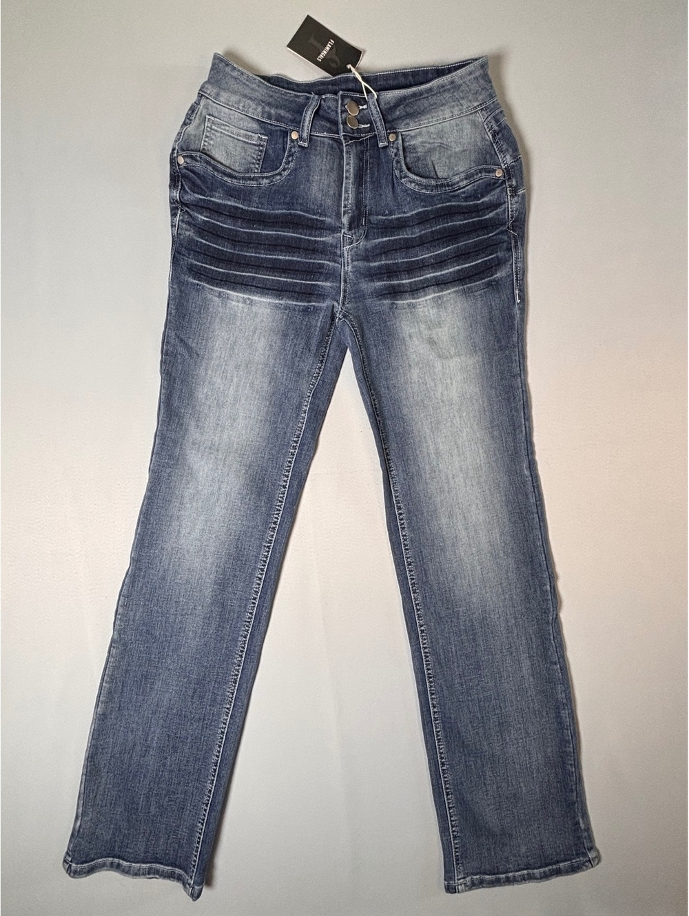 Flamingals Women's Blue Denim Jeans with Front Stitch Detail